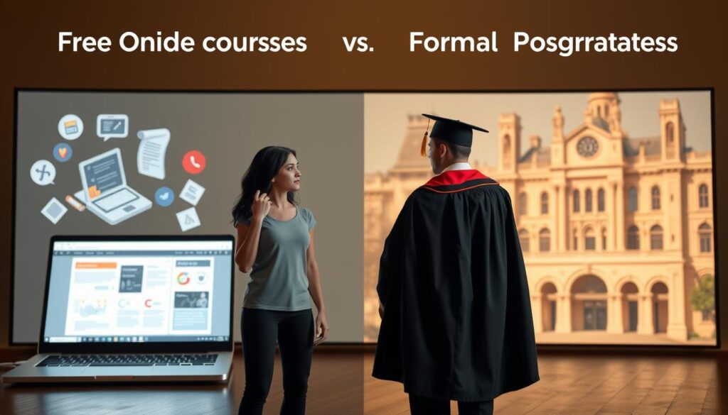 Comparativo entre cursos livres e pós-graduação